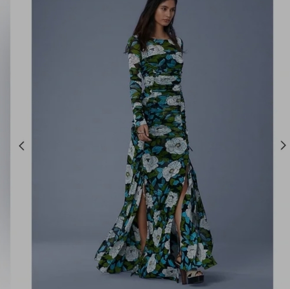 DVF NWT FITTED LINED BOSWELL RUCHED PRINT MAXI DRESS 2 PIECE